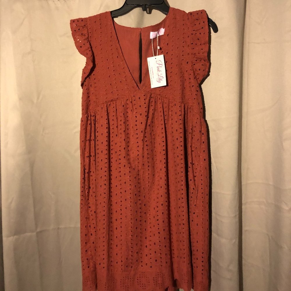 Pink Lily You Found my Heart Lace Romper (M)